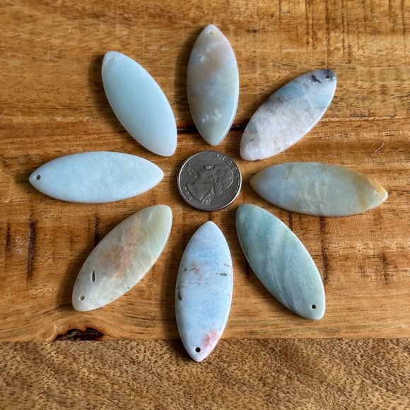 Natural Flower Amazonite Horse Eye Shaped Pendant - Pre-drilled - Perfect for j - Picture 5 of 8